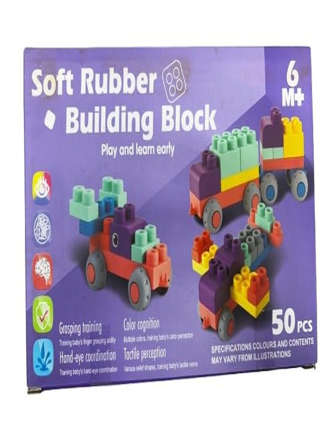 KITMEER 50PCS Soft Rubber Building Blocks Toys Big Soft Playing Blocks (50 PCS) - Image 1